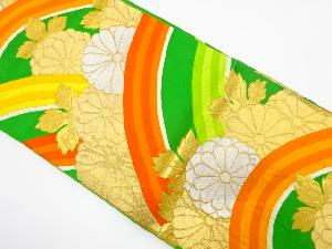 アンティーク　青海波に花模様織り出し袋帯（着用可）